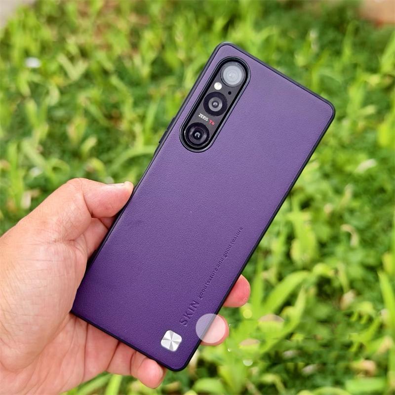 Hülle Für Sony Xperia 1 V 5 10 IV 1 III Luxus Silikon Leder Schutz Handy Rückseite Abdeckung Für Xperia 1iV 5V 10V Stylischer Stoßfänger Xperia 5 IV 2022 violett