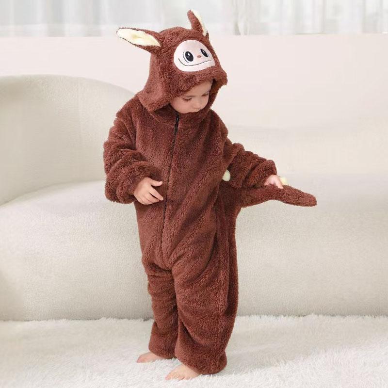 Labubu Baby Kigurumi Plüsch Cartoon Pyjama Einteiler für Kinder Einteiliger Pyjama Ganzkörperanzug Halloween Cosplay Kostüm Weihnachten Neujahrsgeschenk 18M (81-90cm)