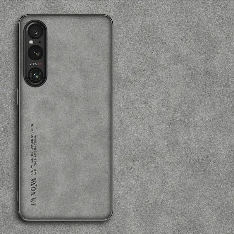 Für Sony Xperia 1 VII Hülle Lammleder PU-Leder Mattes Silikon Handyhülle für Xperia 1 VI 5 IV 10 V Weicher Rahmen Rückseite XQ-FS54 Sony Xperia 1 VII grau