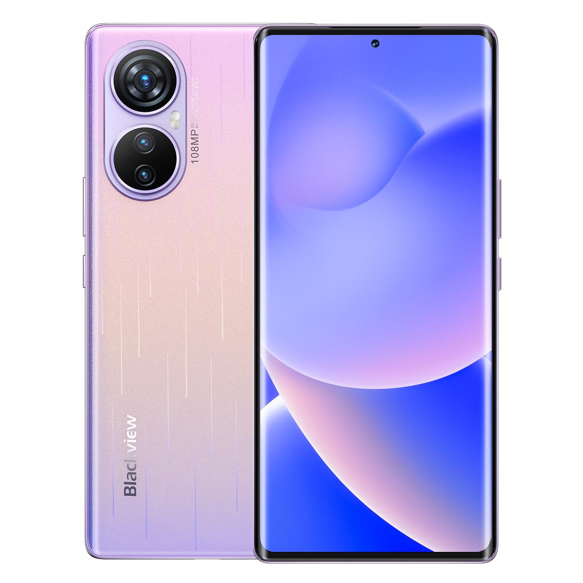 Generalüberholtes Blackview A200 Pro Smartphone 12GB RAM 256GB ROM 120HZ AMOLED Curved Screen 108MP Kamera Helio G99 MTK 66W Rapid PD 5050mAh Mobiltelefon violett