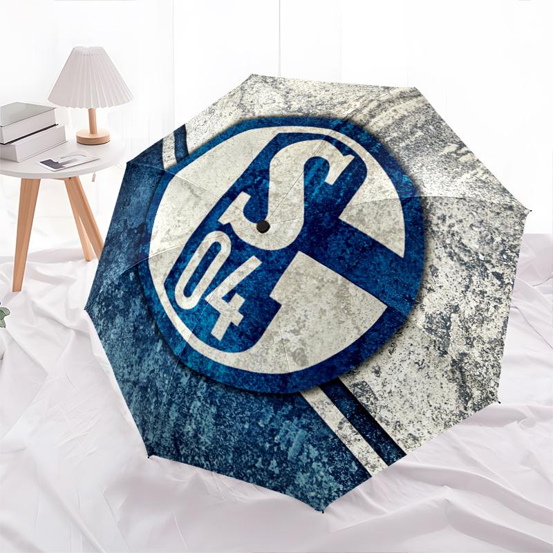 FC Schalke 04 Muster, Automatik-Regenschirm, tragbares und faltbares Design, 8 Schirmstäbe, ein Weihnachts- oder Geburtstagsgeschenk.