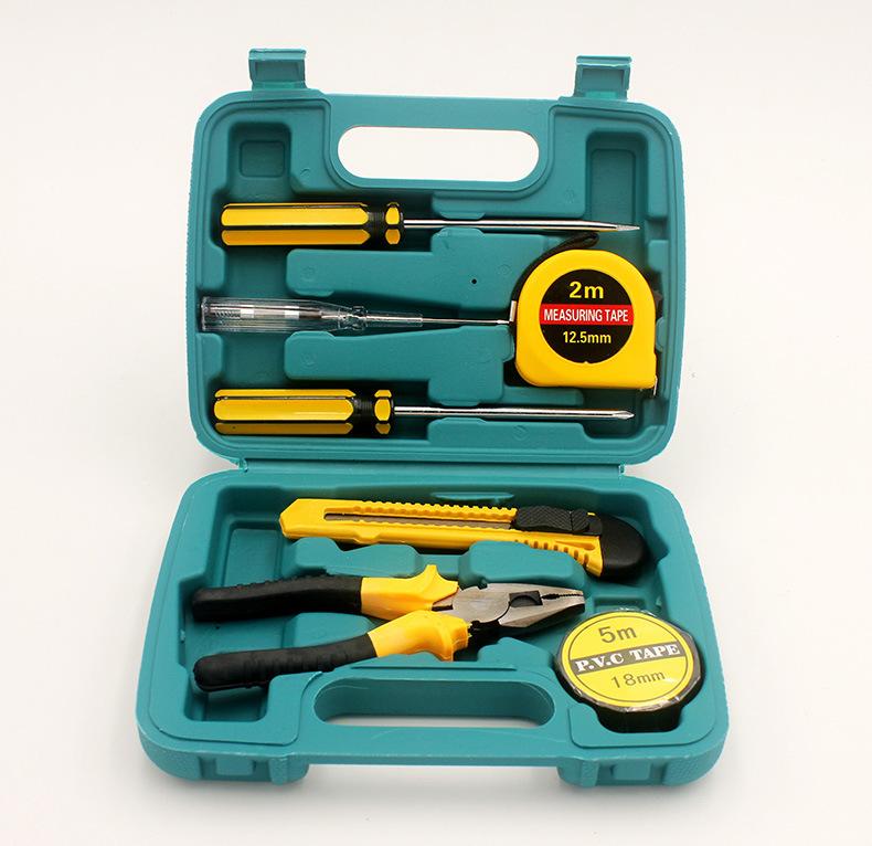 8-teiliges Haushalts-Hardware-Handwerkzeug-Set, Hardware-Toolbox, Fahrzeug-Notfall-Set, Fahrzeug-Notfall gelb