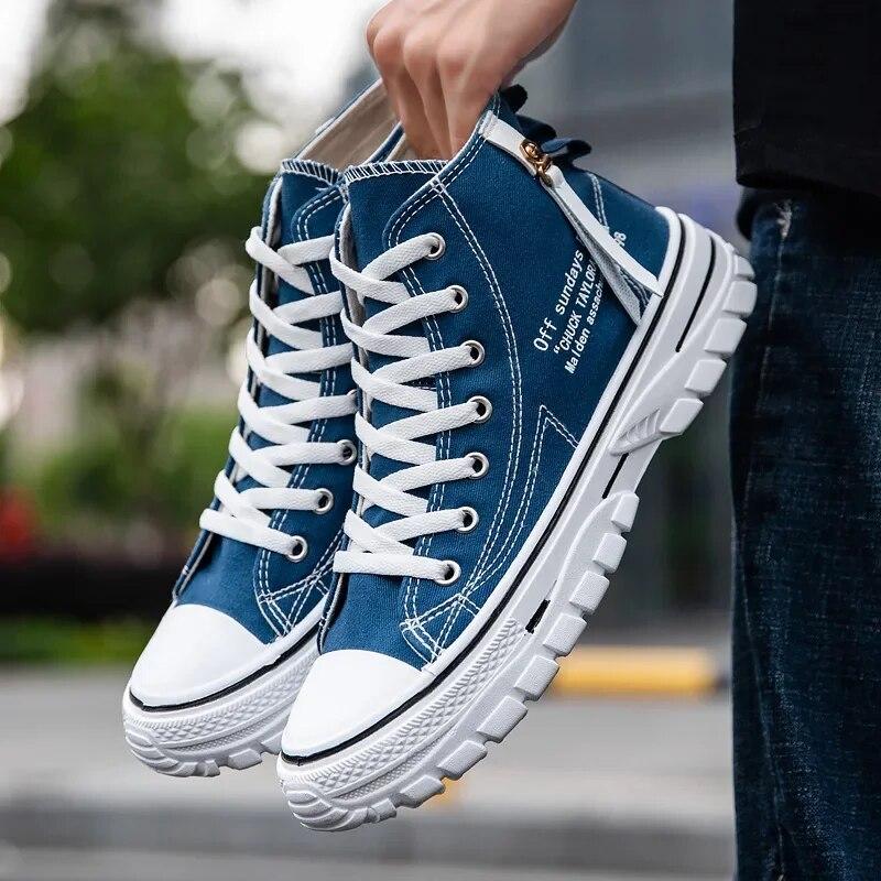 Herrenschuhe, vulkanisierte Canvasschuhe, High Top Sneakers, lässig, atmungsaktiv, Plateauschuhe, klobige Sneakers, Herrentrainer, Tenis Masculino 42