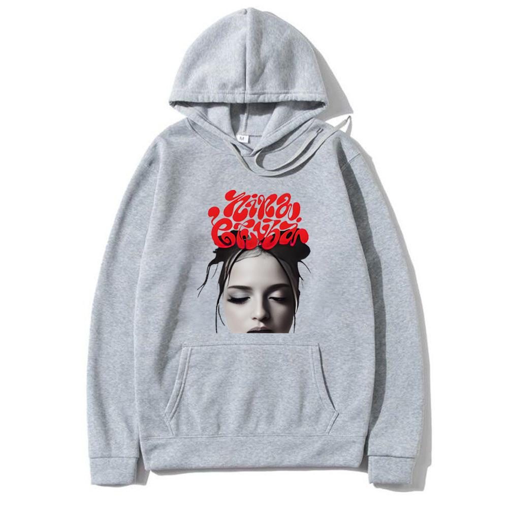 Nina Chuba 2025 Mode Bedruckter Hoodie Herren Damen Bekleidung Hip Hop Streetwear Fleece Pullover Langarm Vintage Sweatshirt L white