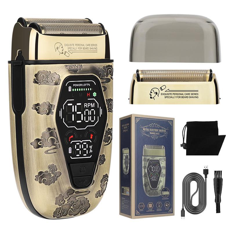 Herrenrasierer Glatze Friseur Digitalanzeige Elektrischer Säbelrasierer Drei Geschwindigkeiten Voll bronze