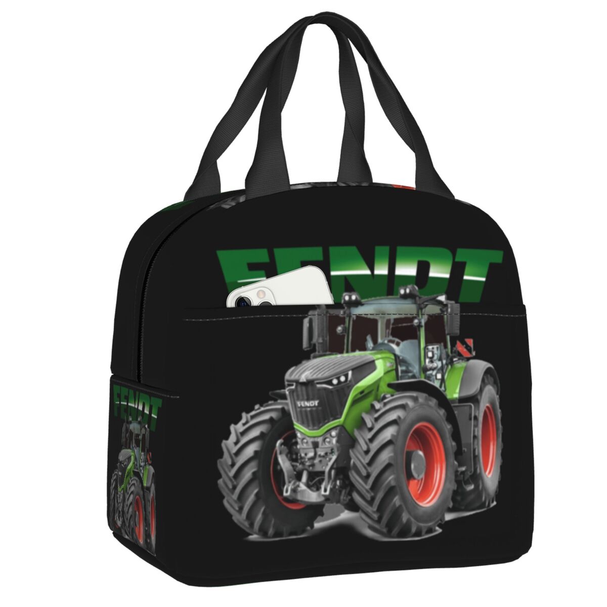 Individuelle Fendt Traktoren Logo Isolierte Lunchtaschen für Schule Büro Tragbare Kühlbox Thermische Lunchbox Damen Kinder 22x20x13cm gray