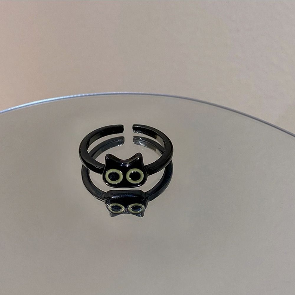 Katze Zink Zinklegierung Trendiger Partnerring Damen Öffnungsring Modeschmuck Harajuku Ring Koreanischer Stil Ring cat