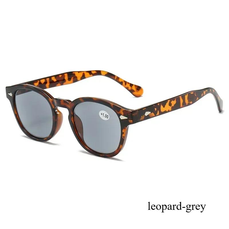Vintage-Mode Runde Vollformat-Sonnenbrille zum Lesen für Damen und Herren, Retro-Nieten, Presbyopie-Brille, quadratisch, Anti-Blaulicht-Sonnenbrille +3.0