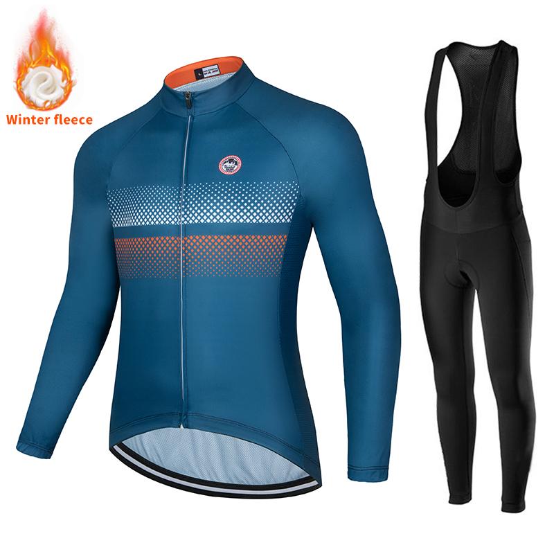 Team Herren Winter Thermofleece Radtrikot Set Uniform Fahrradbekleidung Maillot Ropa Ciclismo Langarm Fahrradbekleidung L