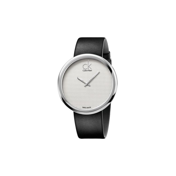 Calvin Klein Quarzuhr Lederarmband Weißes Zifferblatt 30m Wasserdicht Damenuhren K0V231C6 Black Strap