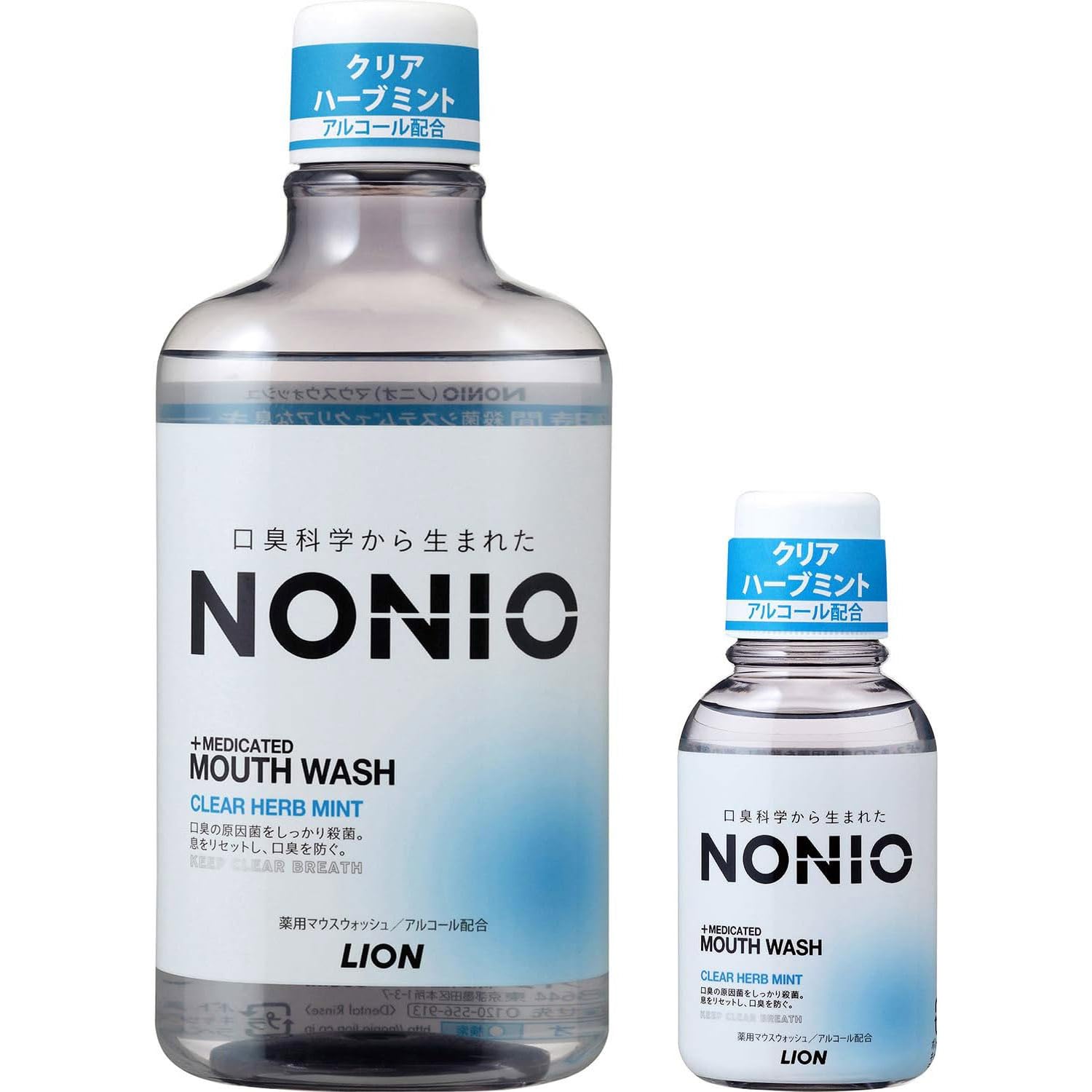NONIO Clear Herb Mint 600ml 80ml Mini-Spülung Tötet schlechten Geruch Enthält Mundwasser, + [Arzneimittelähnliches Produkt]. Atemwegserreger. Alkohol.