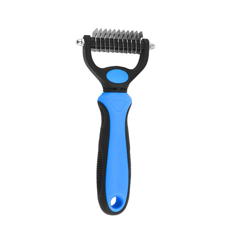 Professionelle Haustier-Enthaarungsbürste, Hundehaarentferner, Haustierfell-Knotenschneider, Welpe, Katze, Kamm, Bürsten, Hundepflege, Haarausfall-Zubehör S blau