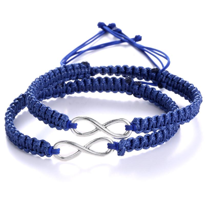 2 Stück Neues Retro Unendlichkeit Handgemachtes Armband Set Freundschaftsarmband Set Liebe Paare Armbänder & Armreifen Set Unendlichkeit Schmuck blue