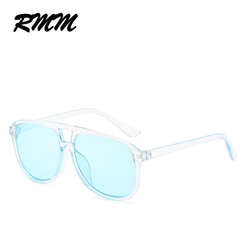 Unisex-Sonnenbrille mit großem Rahmen, quadratische Sonnenbrille, euramerican, doppelter Nasensteg, transparente Brille für blau