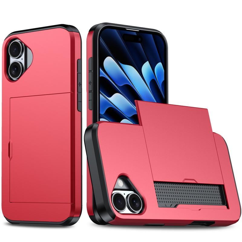 Für iPhone 16 Pro Max 15 Pro 14 Plus 13 12 11 17 Pro Max Geldbörse Kartenhalter Schiebeschlitz Schlank Hart-PC Strapazierfähige Schutzhülle iPhone 14 Pro