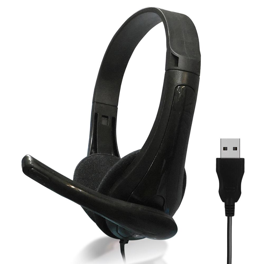 USB-Kopfhörer mit Geräuschunterdrückung, kabelgebunden, Mikrofon, universelles USB-Headset mit Mikrofon für PC/Laptop/Computer schwarz