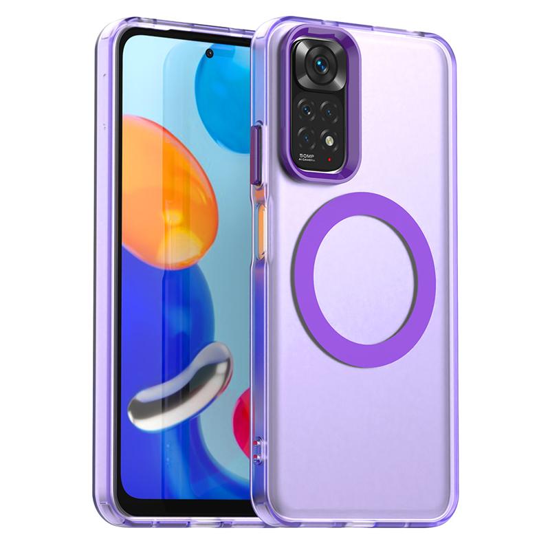 Transparente Hülle für Redmi Note 11 Hülle Redmi Note 11 11S Magnetische Adsorption Kabelloses Laden Rückseite für Redmi Note 11S Hülle Redmi Note 11 Global violett