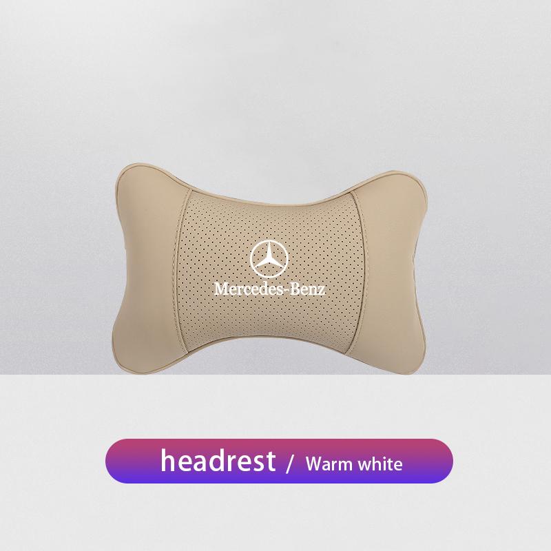 GLC GLB Autositz Kopfstütze Auto Logo Nackenkissen Lendenwirbelstütze für Mercedes Benz AMG W204 W205 W203 W211 W212 W213 W201 W210 W12 beige