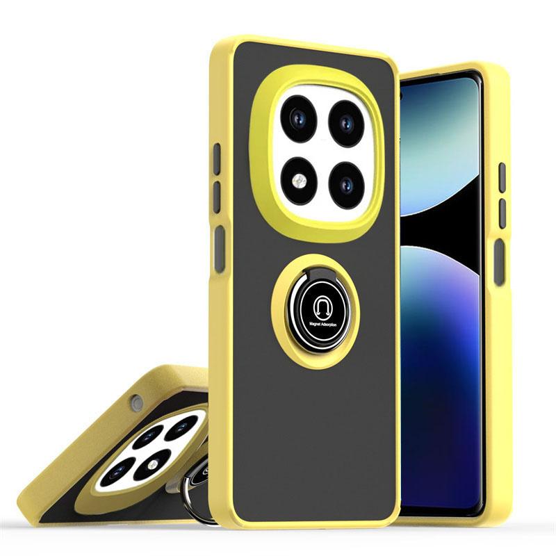 Armor Mattes Magnetisches Case Für Xiaomi Redmi Note 14 13 8 Pro Plus 12 Turbo 10 8T 5G Ringhalter Handyhüllen Redmi 14C 13C Hülle Redmi Note 14 Pro 4G (Global) gelb