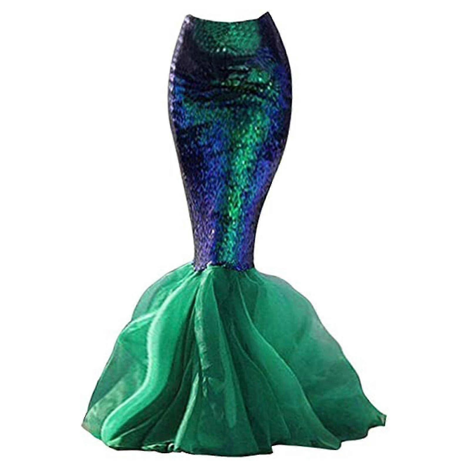 Anime Sexy Meerjungfrau Ariel Prinzessin Kostüme Damen Schwanz Kostüm Cosplay Party Funkelndes Panel Paillettenrock Halloween Kostüm q XL blue