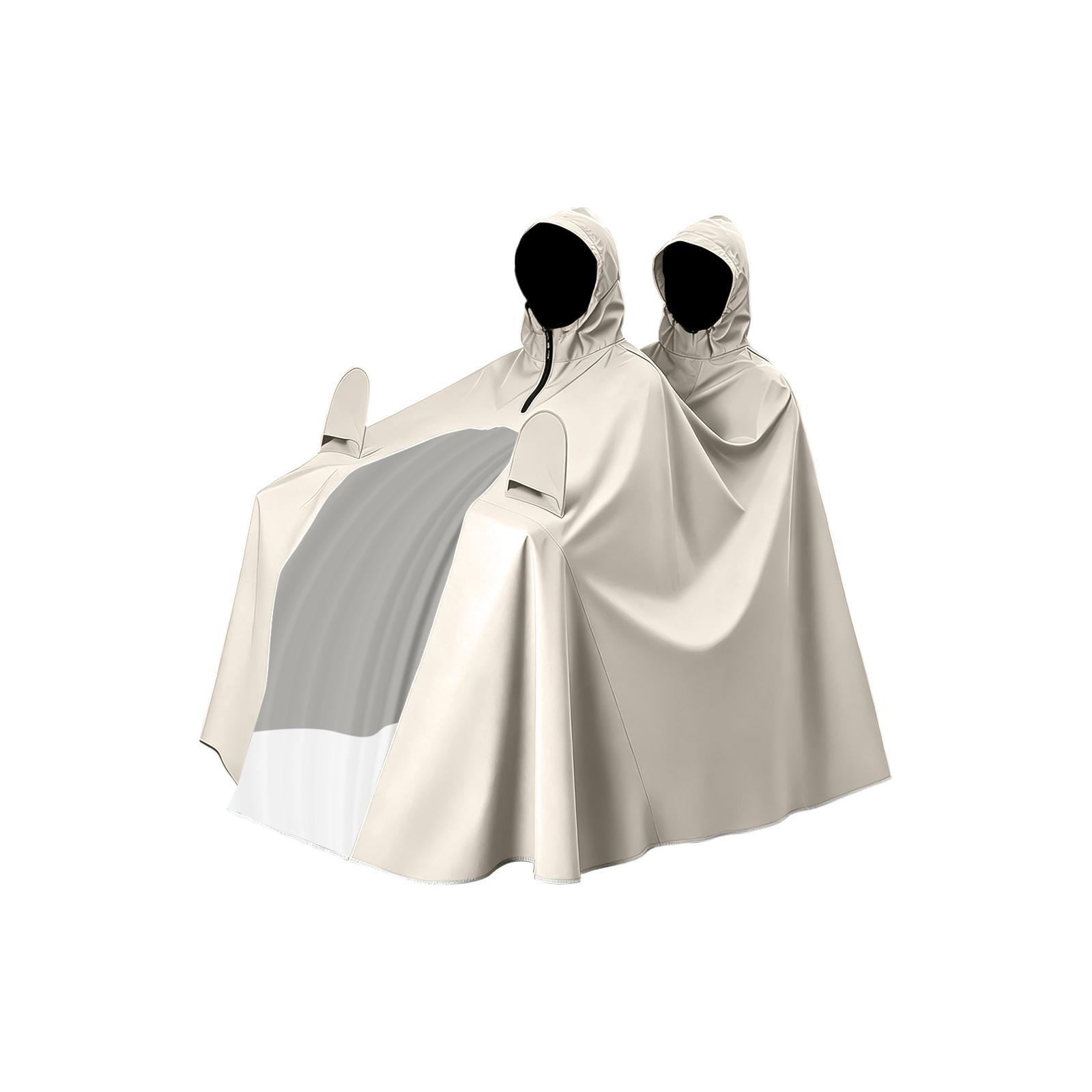 Regenponcho für zwei Personen, extra groß, lang, Ganzkörper für Motorräder, Roller One Size beige