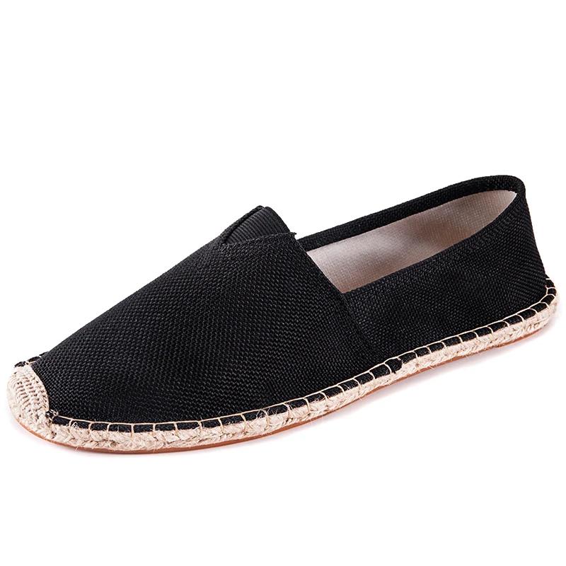 Weiche Schuhe für ältere Menschen Leichte Persönlichkeit Canvas-Schuhe Faule Schuhe Slip-on Herren Atmungsaktiv Bequem Dicke Sohle Leinen 41 schwarz