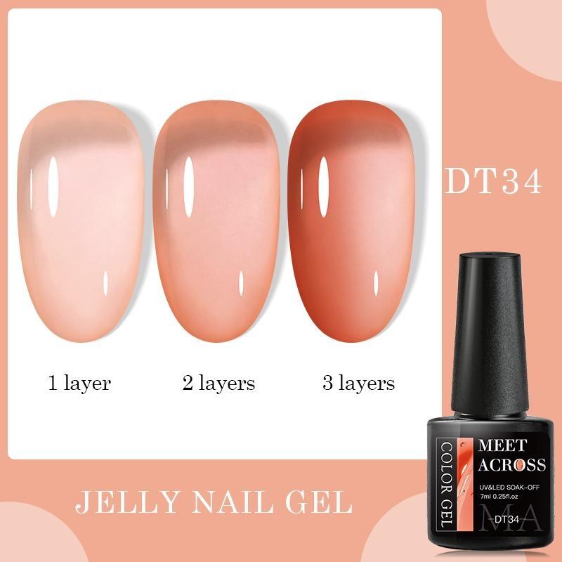 TREFFEN SIE ÜBER Jelly Nail Gel Polish Pink Nude Color Gel Vernis Semi Permanent Maniküre UV Gel Nail Art Top Coat Nagellack DT34