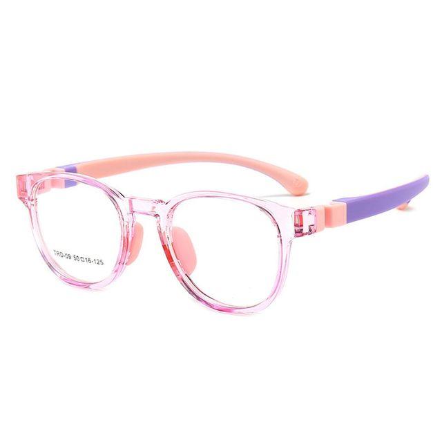Abnehmbare Kinder-Brille, blau, lichtbeständig, für Kinder, Silikonkautschuk, Katzenaugen-Brille, für Jungen und Mädchen, weicher Rahmen rosa