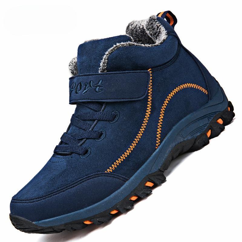 Wasserdichte Winterstiefel für Herren aus Wildleder, warme Schneestiefel für Damen, Arbeitsschuhe, Freizeitschuhe, hohe Stiefeletten mit rutschfester Sohle 39 navy blau