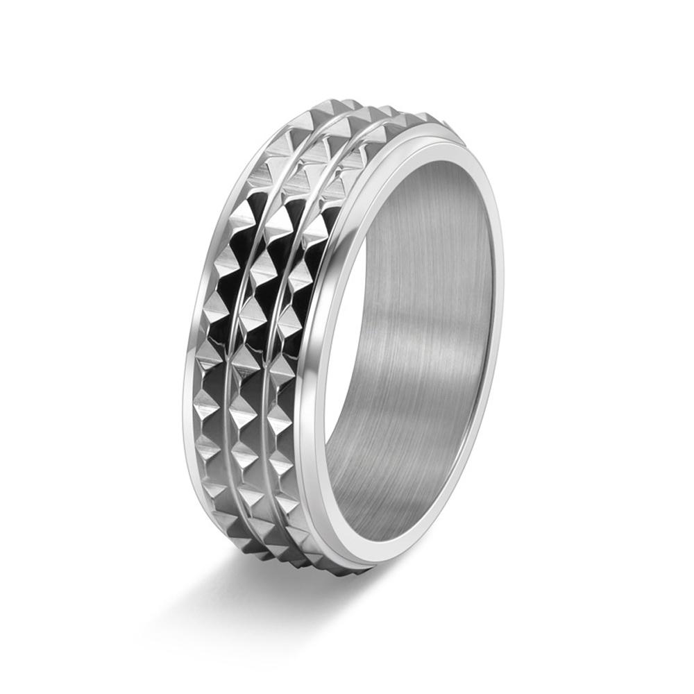 Herren 8MM Drehbarer Pyramiden Titanstahl Ring Verstellbarer Spinner Stressabbau Schmuck Lässig Geschenk für Ihn 10