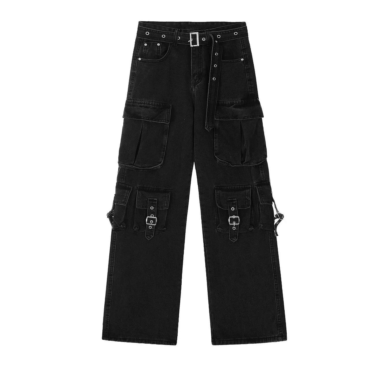 2025 Unisex Amerikanische Retro Gewaschene Weite Denim Jeans: Street Style, Gerader Schnitt, Trendige Arbeitskleidung L (Recommended 50-55 kg)