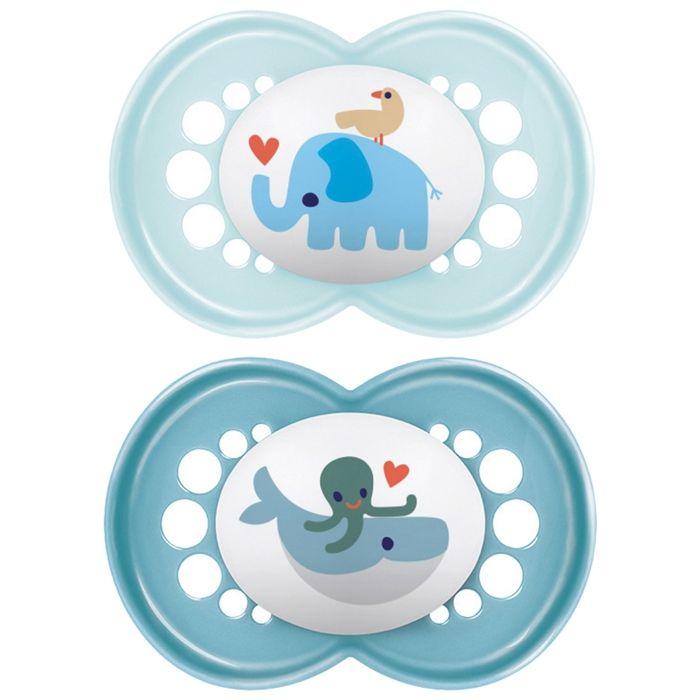 MAM Schnuller 2 Original Klassische Schnuller Ab 6 Monaten (Modell : Elefant und Wal)