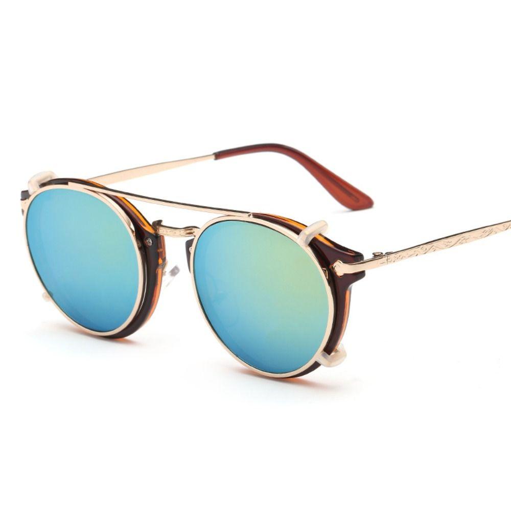 Doppelschicht Steampunk Klapp-Sonnenbrille Klappabdeckung Schwarze Gläser Brille Computerbrille Zwei Nutzungsarten Punk-Brille braun