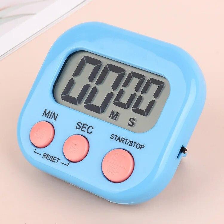 Multifunktionaler magnetischer digitaler Küchentimer, lauter Alarm, LED-Anzeige zum Kochen, Duschen, Backen, Stoppuhr, Werkzeuge, Gadgets(ohne Akku) blau