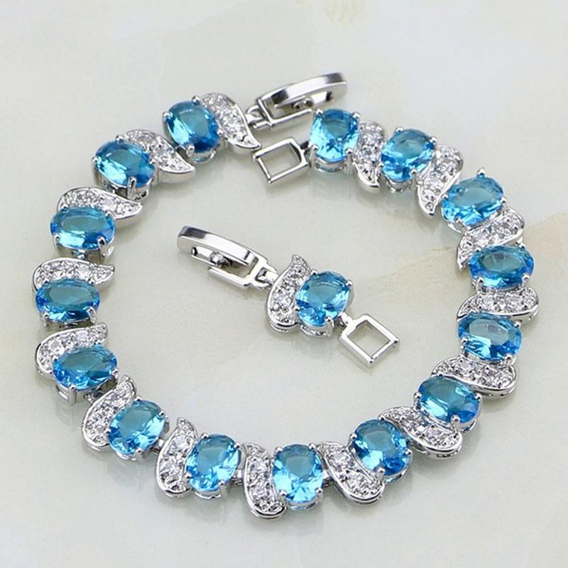 10 Farben Mystic Zirkonia Charm Armbänder Coloful Crystal Handchain für Frauen Modeschmuck himmelblaue