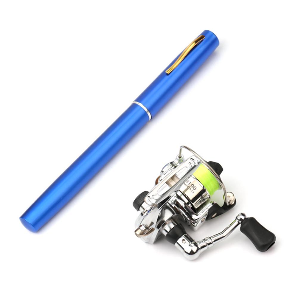 Tasche zusammenklappbare Angelrute Reel Combo Mini Stift Angelrute Kit Teleskop Angelrute Spinning 1.6M blau
