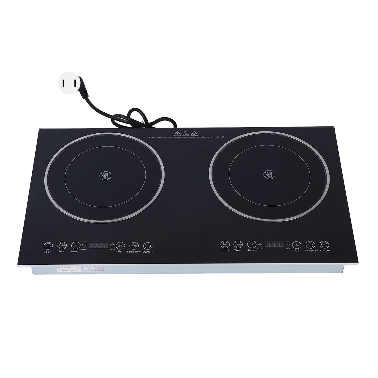 Elektrokochfeld mit 2 Brennern, Keramikheizung, Arbeitsplatte, eingebauter Elektroherd mit Touch-Steuerung