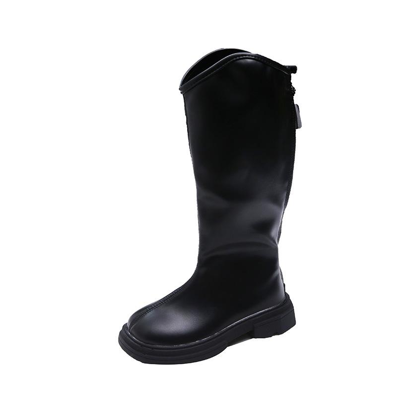 Mädchen Hohe Stiefel Koreanischen Stil, Mode stiefel Elegante 2024 Herbst Neue Kinder Größe Ritter Stiefel Rutschfeste Kinder Prinzessin Schuhe 26 schwarz