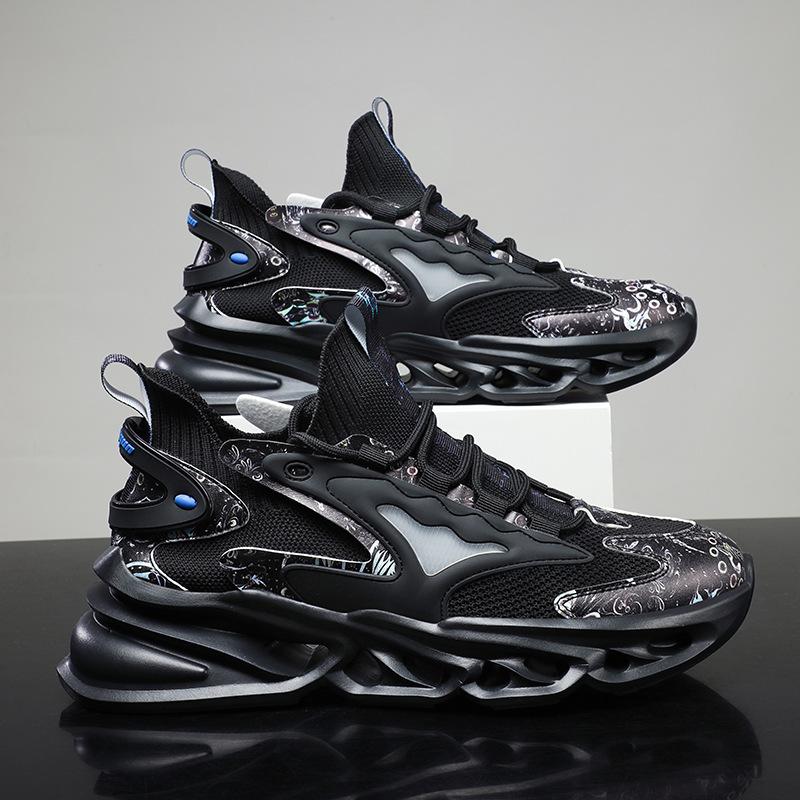 Sneaker Herren Frühling und Herbst Neu Große Größe Blade Daddy Schuhe Lässige Socken Schuhe Tide Flying Weaving Laufschuhe Tide Schuhe 46 schwarz