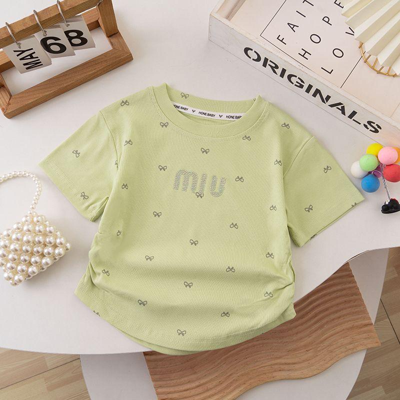 Mädchen Kurzarm Sommer T-Shirt Baby Freizeithemd, Modische Kinderkleidung 140 grün