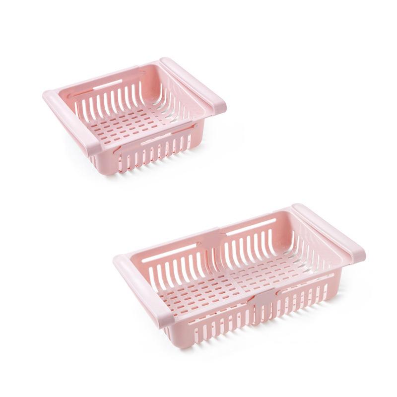 Kühlschrank-Schubladen-Organizer, einziehbar, multifunktional, platzsparend, Kühlschrank-Aufbewahrungsbox, Pink 20.5x16.4x7.6cm / 8.1x6.5x3.0in