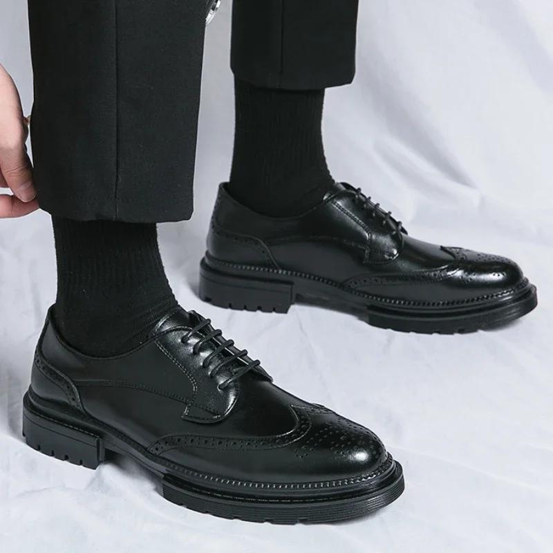 Schuhe für Herren Freizeit Echtes Leder, Britische spitze Business-Kleidung, Schuhe mit Höhenerhöhung für Herren, Koreanische Version Slipper Herren 38 schwarz
