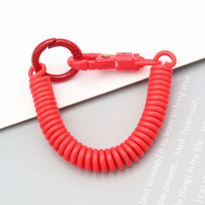 Schraubenfedern-Schlüsselanhänger, dehnbare Spiralfeder, einziehbarer Schraubenfeder-Schlüsselanhänger mit Metallverschluss, Schlüsselanhänger-Halter, Schlüsselband rot