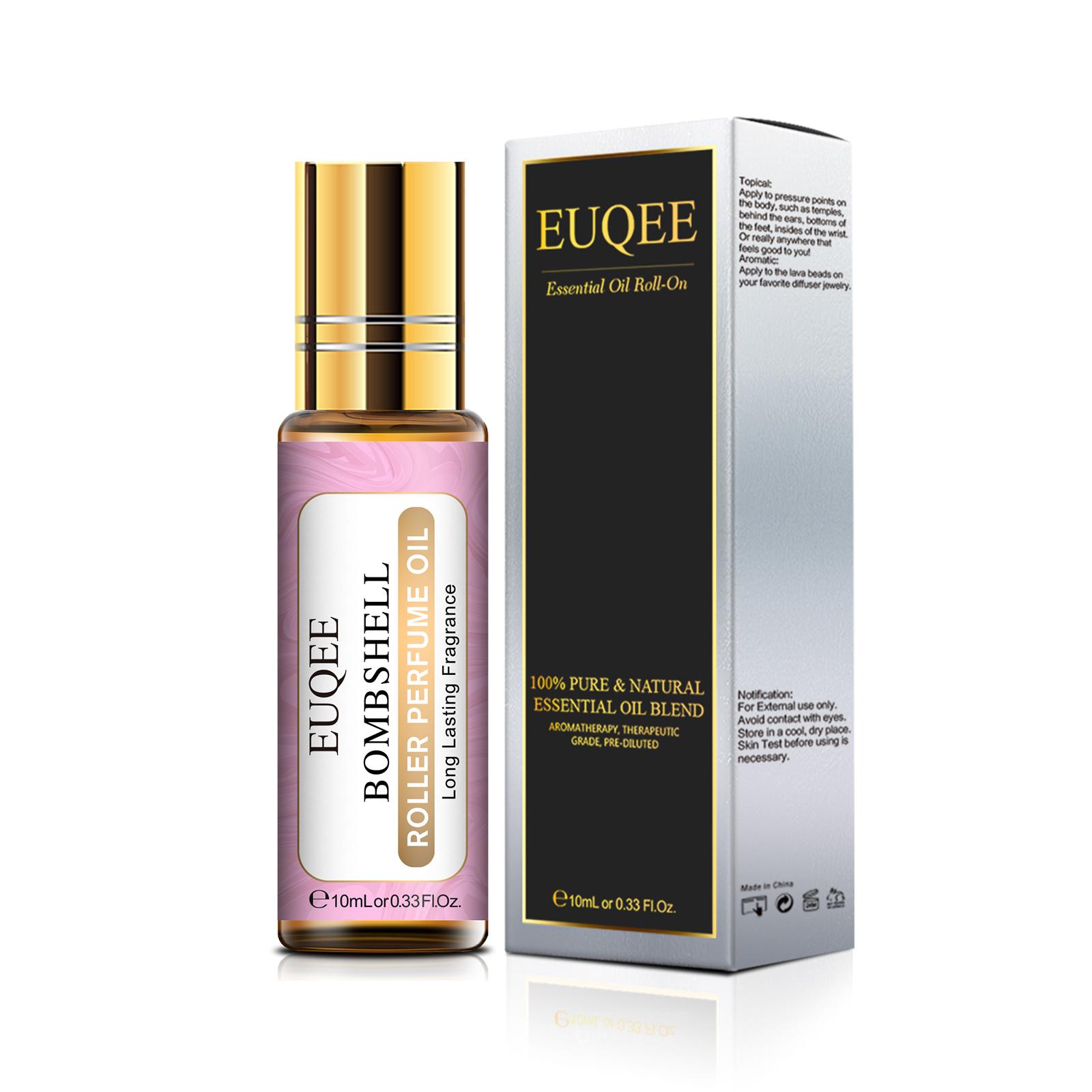 10 ml EUQEE Roller-Parfümöl für Luftbefeuchter-Düfte, Schönheit, Hautpflege, Luftreiniger, ätherisches Parma-Veilchenwinkel-Kokosnuss- und Vanille-Blumenöl Bombshell