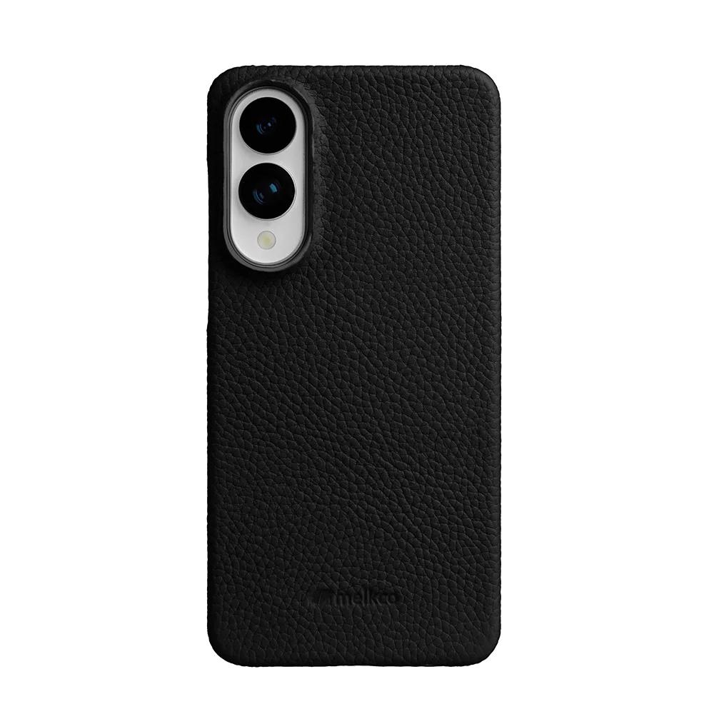 Melkco 100% Echtes Leder Case für Samsung Galaxy S25 Edge Ultra Plus Luxus Hülle Handgefertigt Echte Rindsleder Handyhüllen S25 Ultra For S25 Plus schwarz