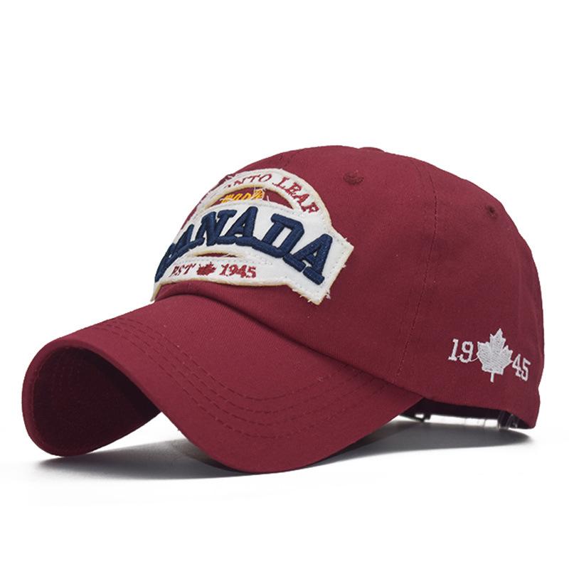 [NORTHWOOD] Baumwolle Kanada Baseball Caps für Männer Frauen CANADA Caps Sommer Sonnenhüte Papa Hut Trucker Cap 54-60 cm rot