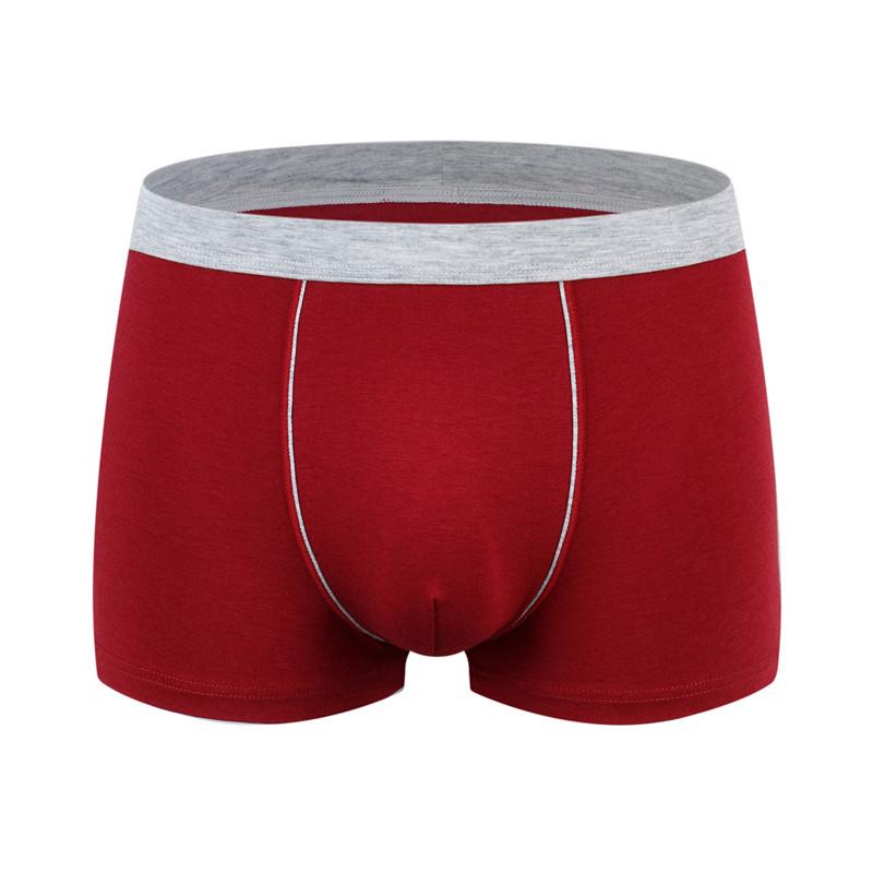 Baumwoll-Herren-Boxershorts, belüftet, große Boxershorts, solide, weiche Unterwäsche 7XL wein rot