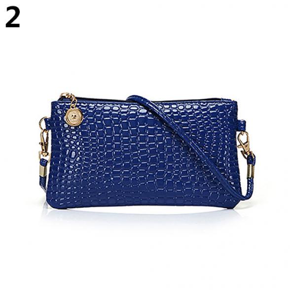 Krokodilmuster Damenmode Umhängetasche Tote Messenger Reißverschluss Satchel Handtasche Shoulder Bag blau