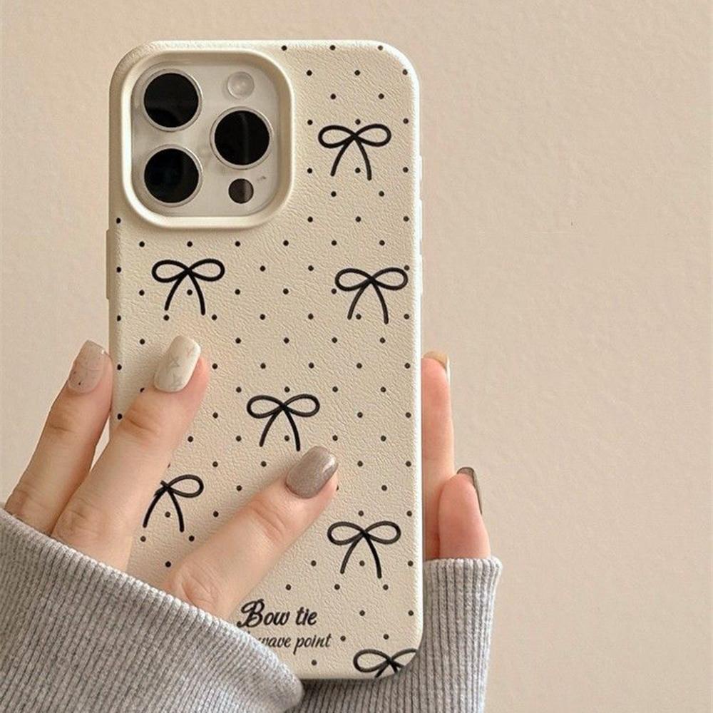 Niedliche Schleife Silikon Lederhülle Für iPhone 11 Hülle iPhone 16 13 12 14 15 Pro Max 14 15 16 Plus Weiche Stoßfeste Handyhülle Funda For iPhone 14 Plus beige