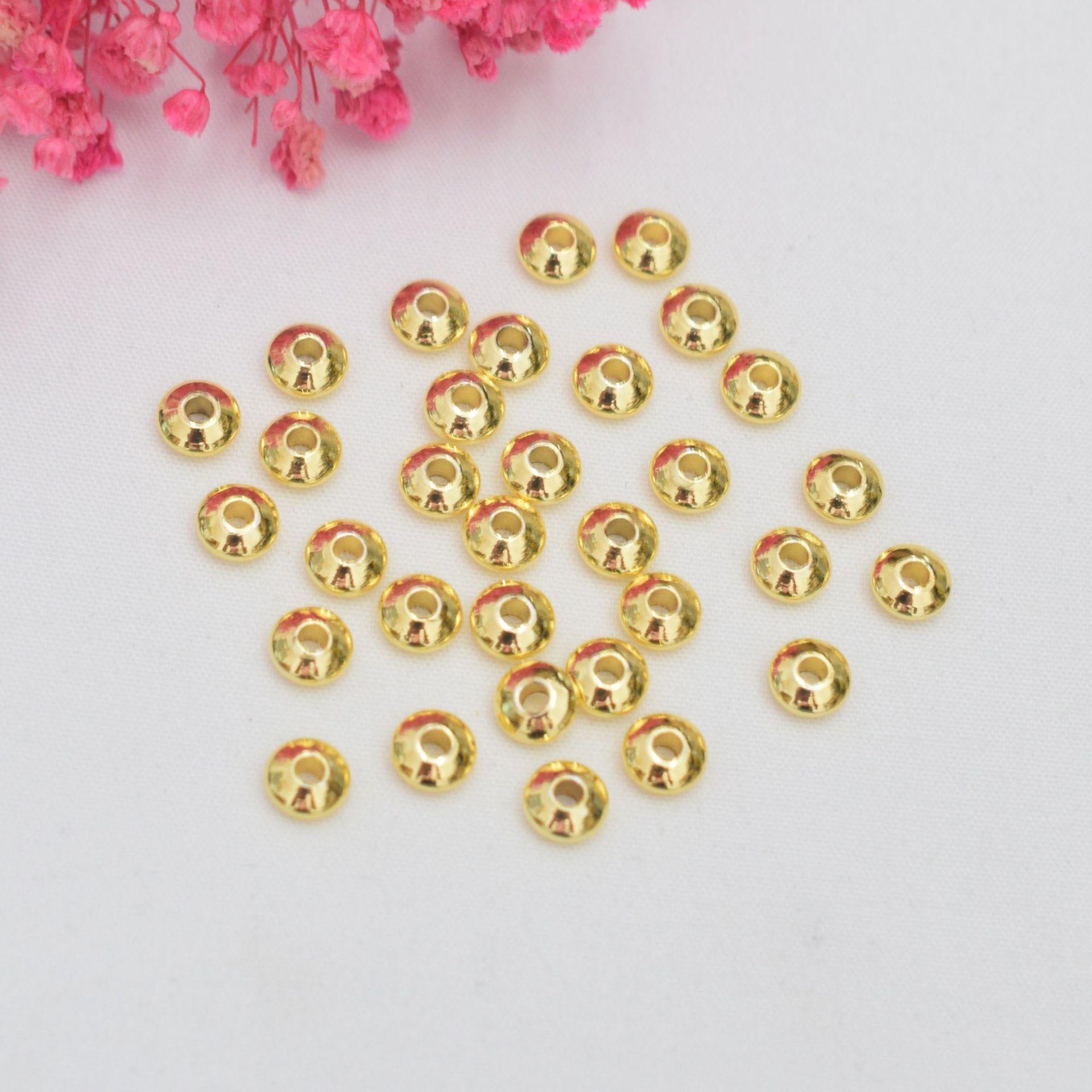 100 Stück 148 Karat Gold umwickelte, farbbeständige Abakus-Perlen zum Selbermachen von handgefertigten Armbändern und Halsketten mit Perlen, Abstandshaltermaterial in Form einer fliegenden Untertasse M37  4mm